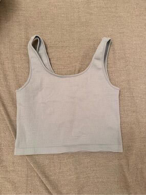 Classic Scoop Neck Crop Tank Top - Light Gray/ blueish